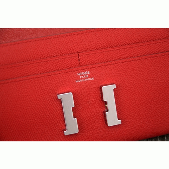 Red AAA fake Hermes Constance wallet