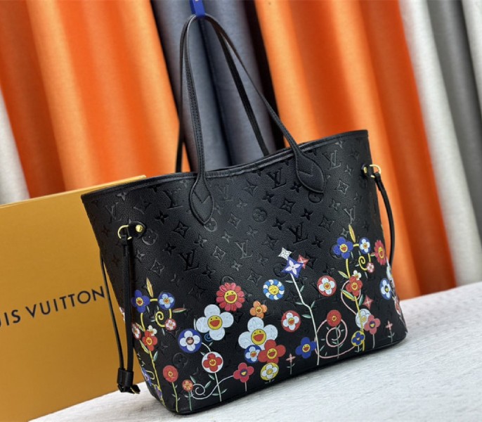 Louis Vuitton X TM Monogram Empreinte Neverfull MM In Black With Style 2