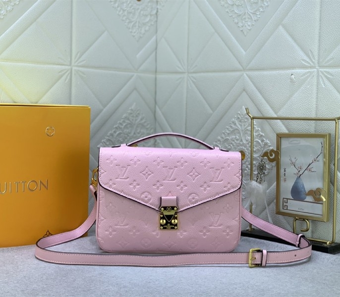 LV Monogram Empreinte Leather Metis In Light Hot Pink