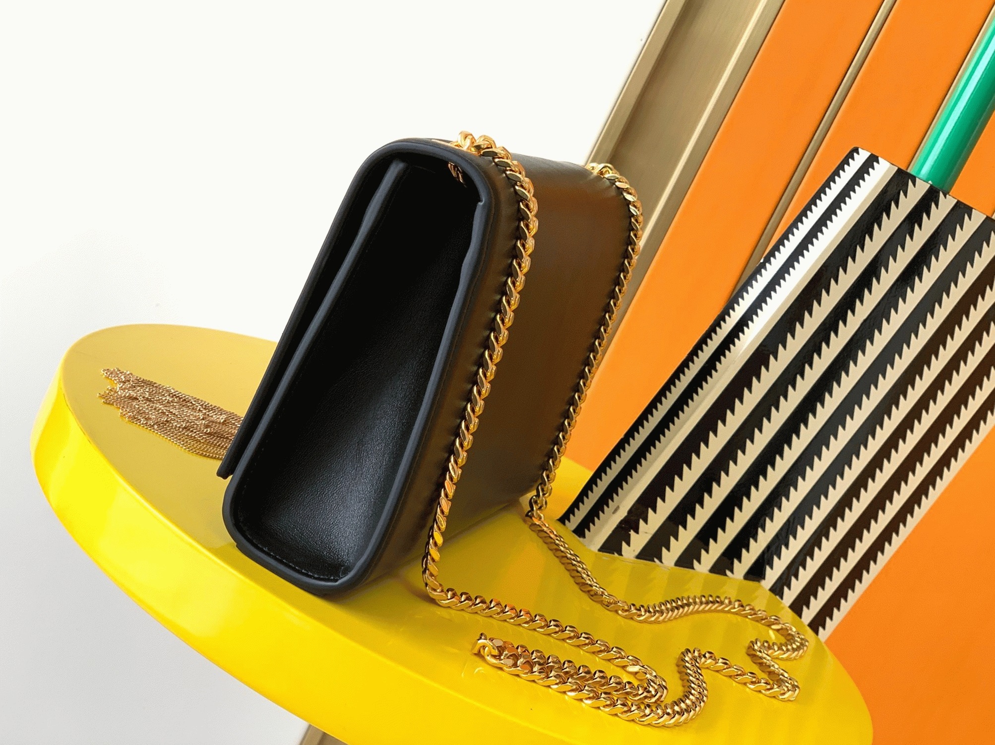 Fake Saint Laurent Kate Medium Tassel Bag Black Smooth Leather