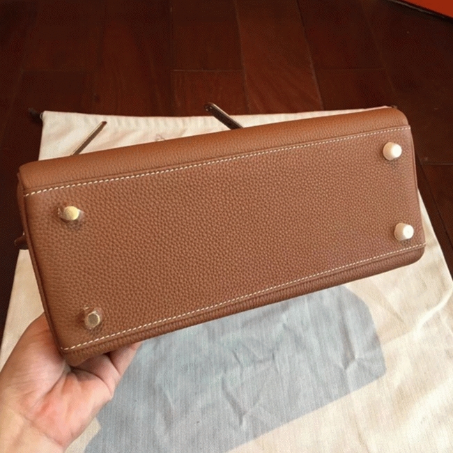 Gold Clemence Knockoff Hermes Kelly Retourne 28cm Classic Bag