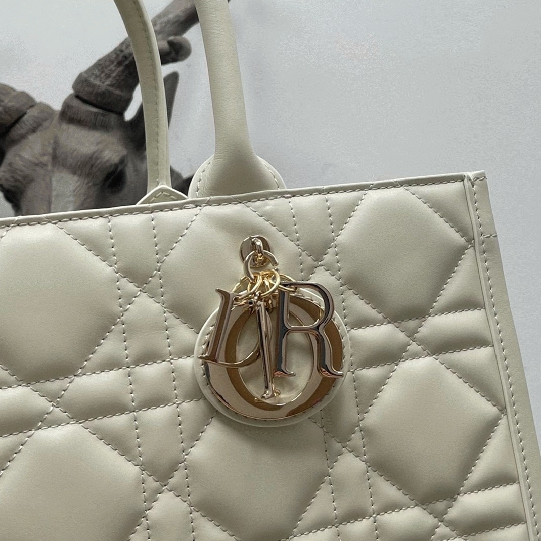 Dior Medium Book Tote Bag Knockoff with Strap in White