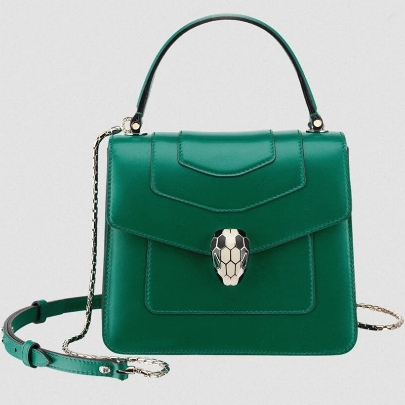 Fake Bvlgari Serpenti Forever Small Bag Green Calfskin