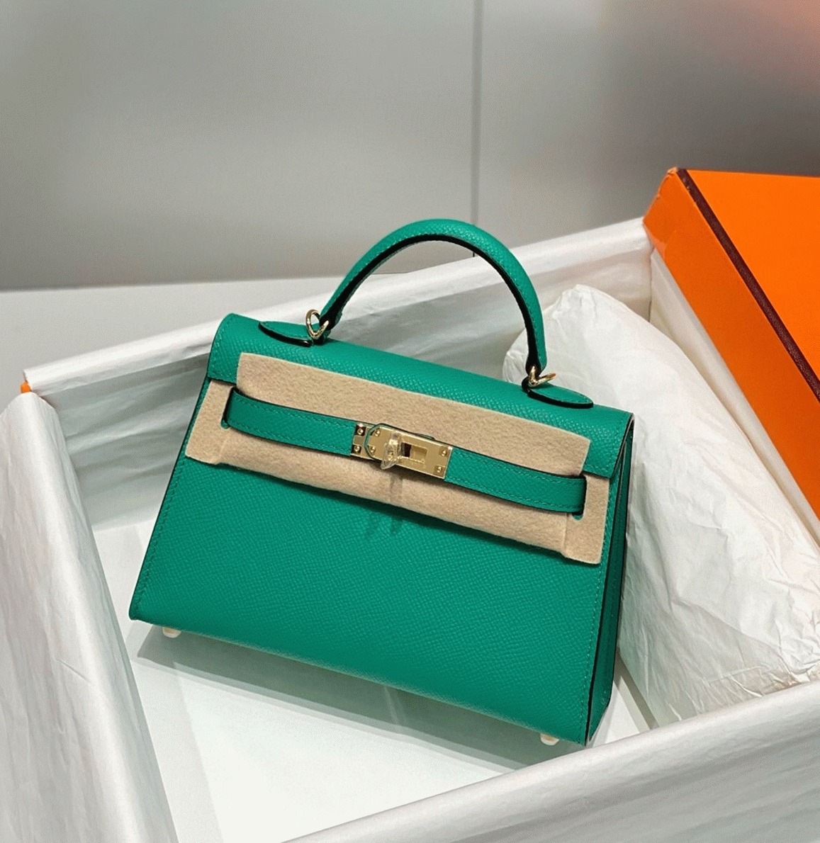Hermes Kelly Mini II Bag Fake in Vert Jade