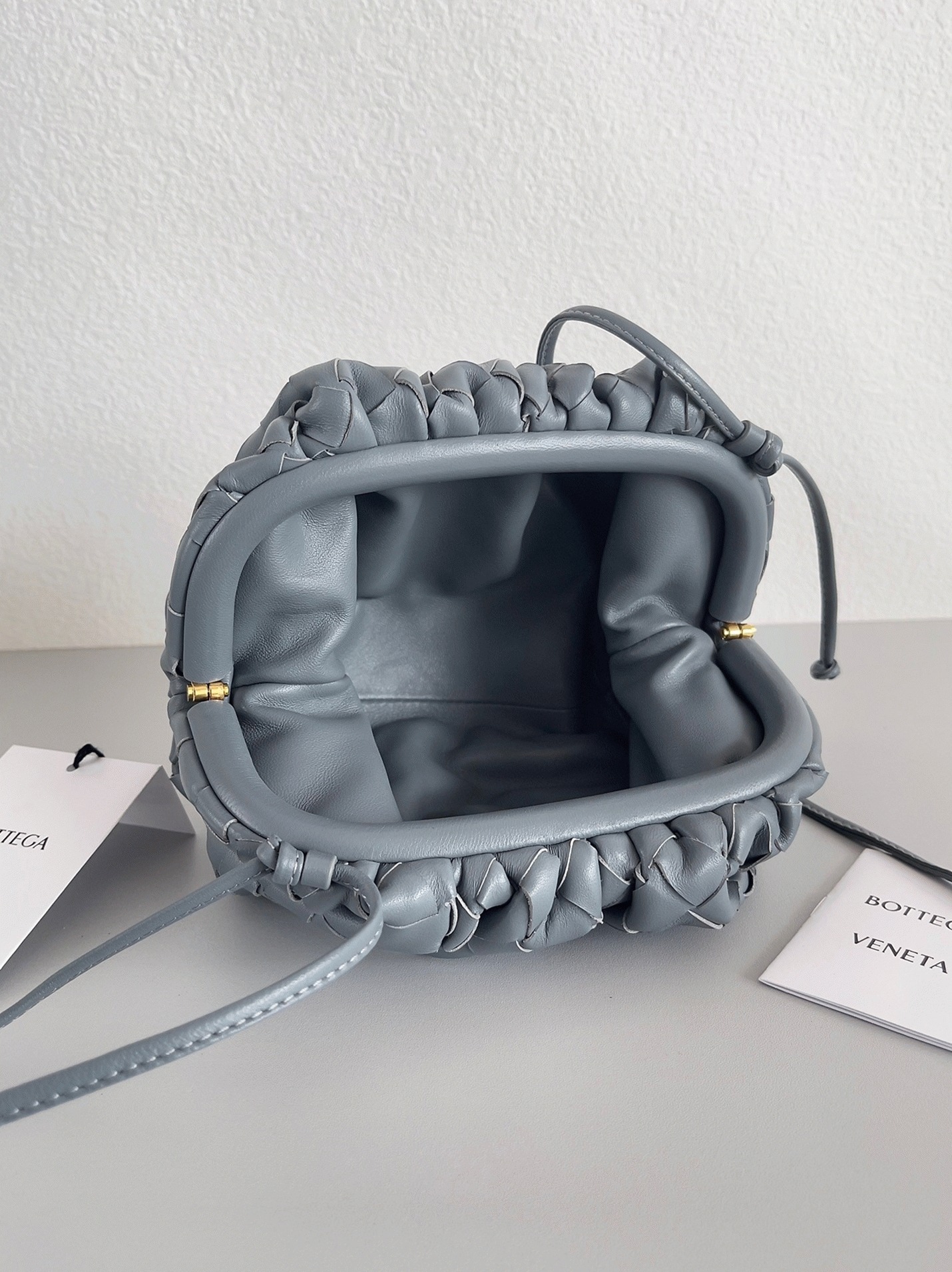 Fake Bottega Veneta Mini Pouch with Strap Thunder