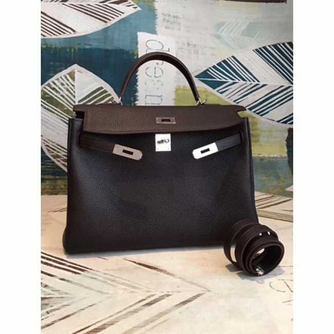 Cafe Clemence Replica Hermes Kelly 35cm Handbag Elegant Brown