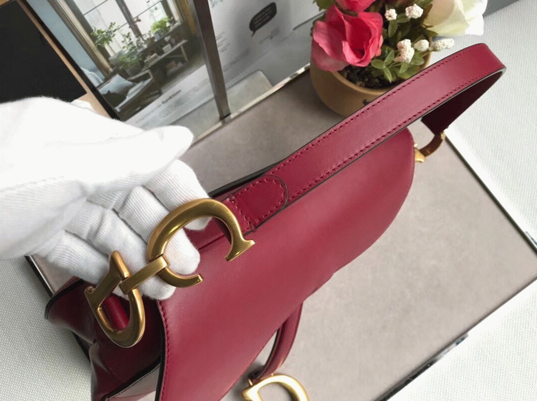 Dior Saddle Bag Replica in Red Smooth Calfskin