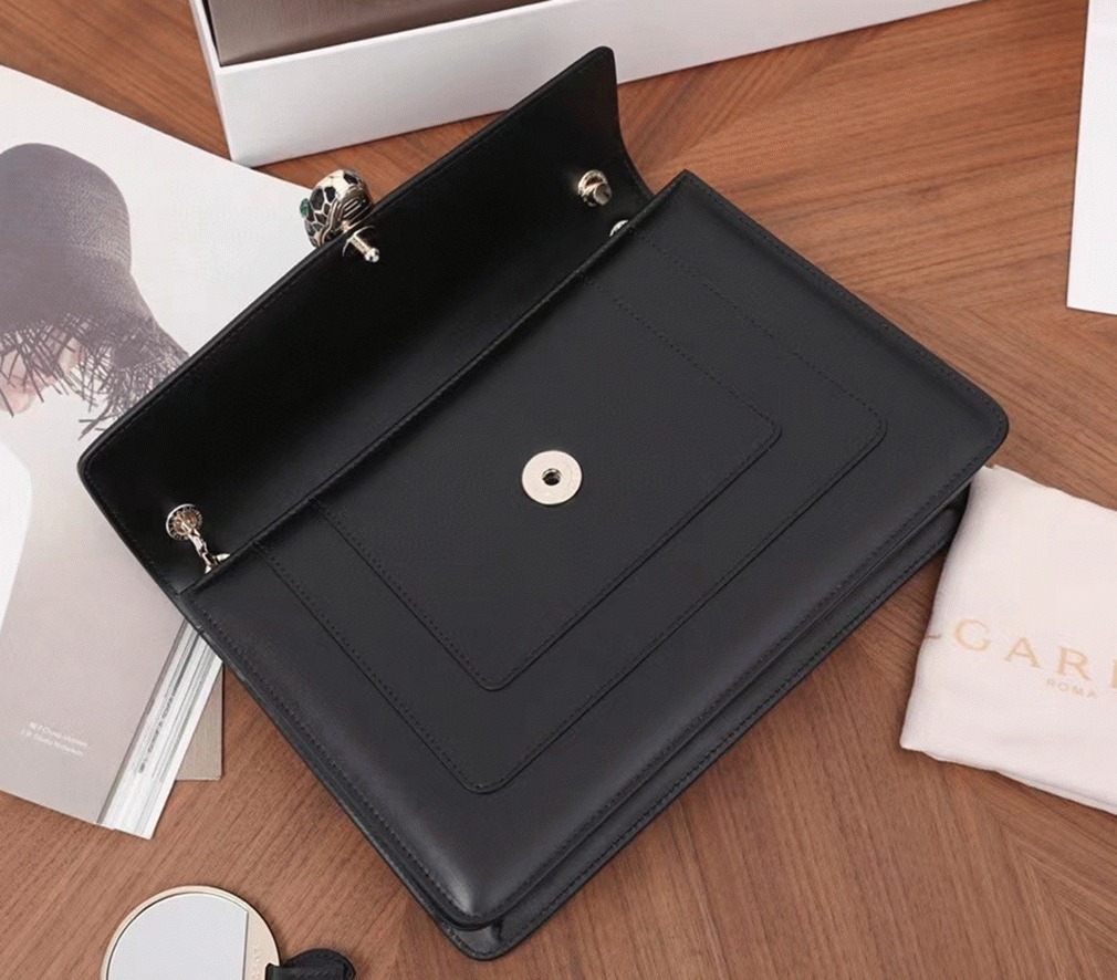 Replica Bvlgari Serpenti Forever Large Shoulder Bag Black Calfskin