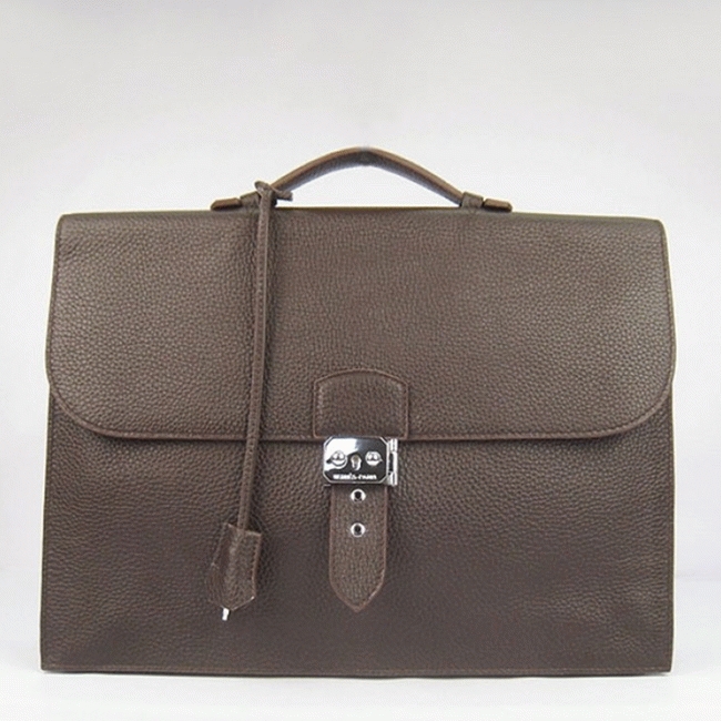 Chocolate Calf Leather Knockoff Hermes Sac A Depeches 38cm Office Bag