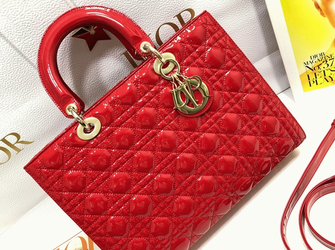Dior Lady Dior Large Bag Fake in Red