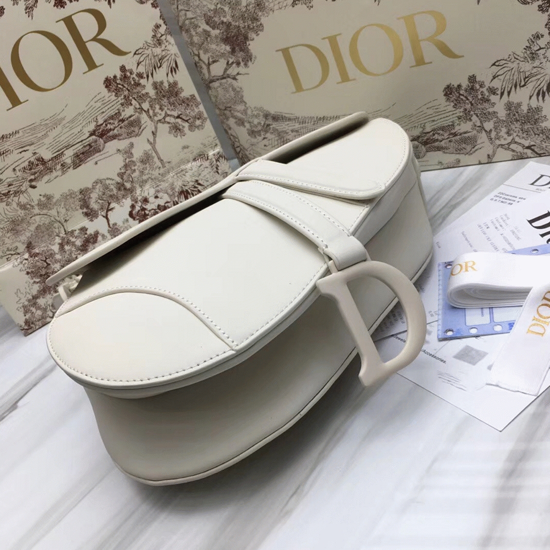 Dior Saddle Bag Fake in White Ultramatte Calfskin