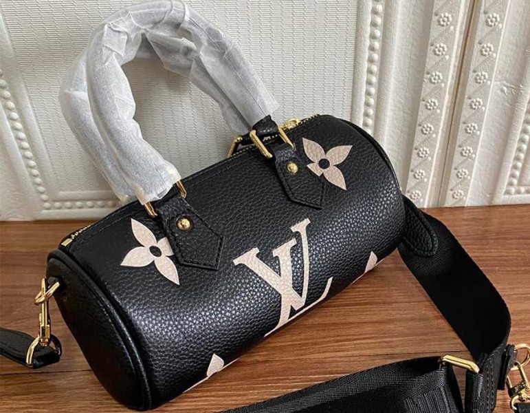 Louis Vuitton Monogram Empreinte Papillon BB Bag In Black And Beige