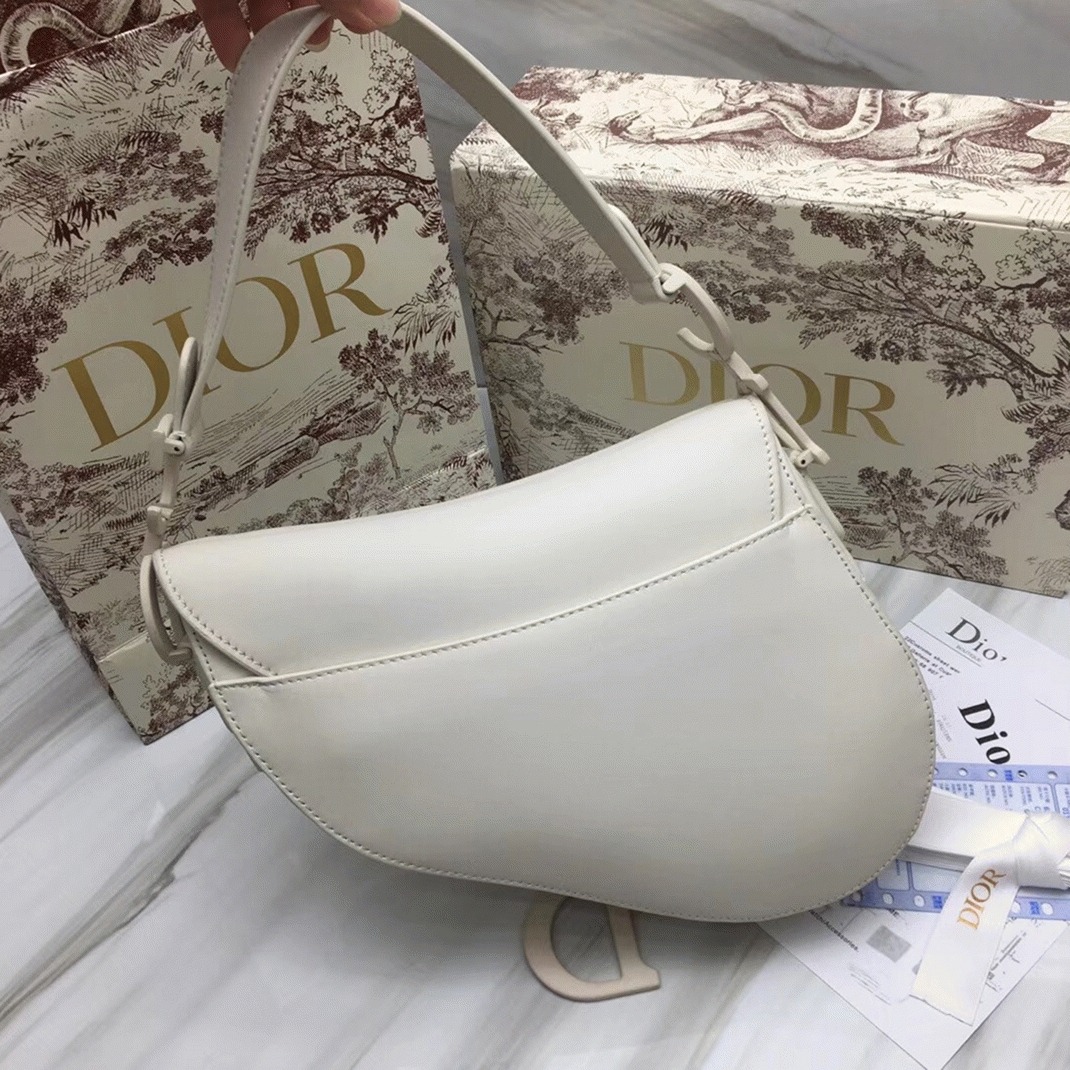 Dior Saddle Bag Fake in White Ultramatte Calfskin