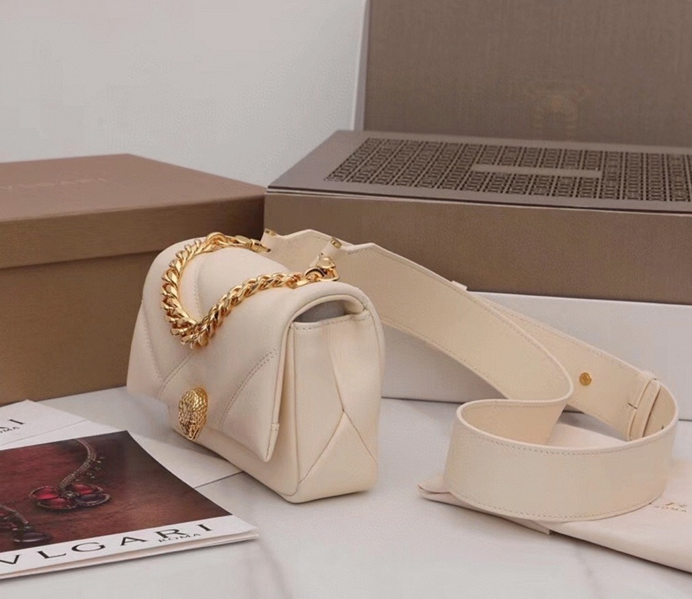 Knockoff Bvlgari Serpenti Cabochon Mini Bag White Calfskin
