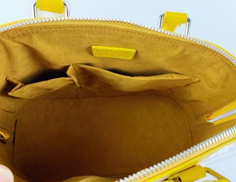 Louis Vuitton Epi Leather Alma PM Handbag In Cedrat Yellow With Jacquard Strap