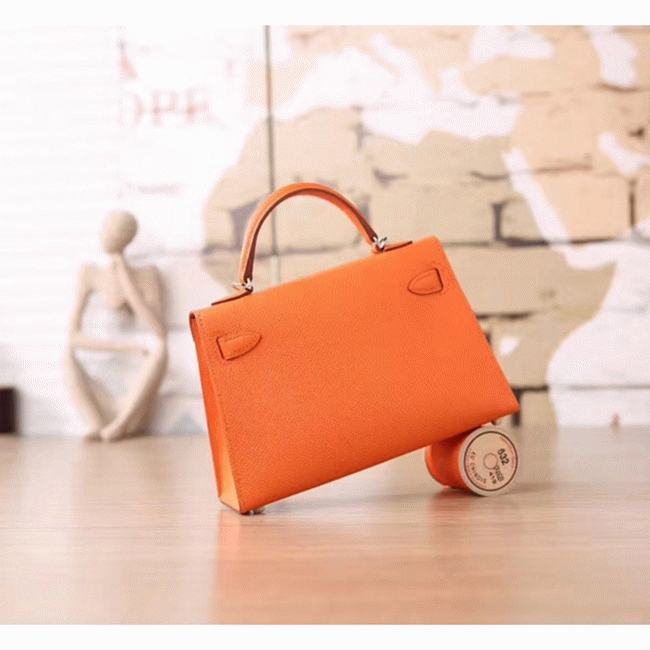 Orange Epsom Fake Luxury Hermes Kelly Mini II 20cm Handbag