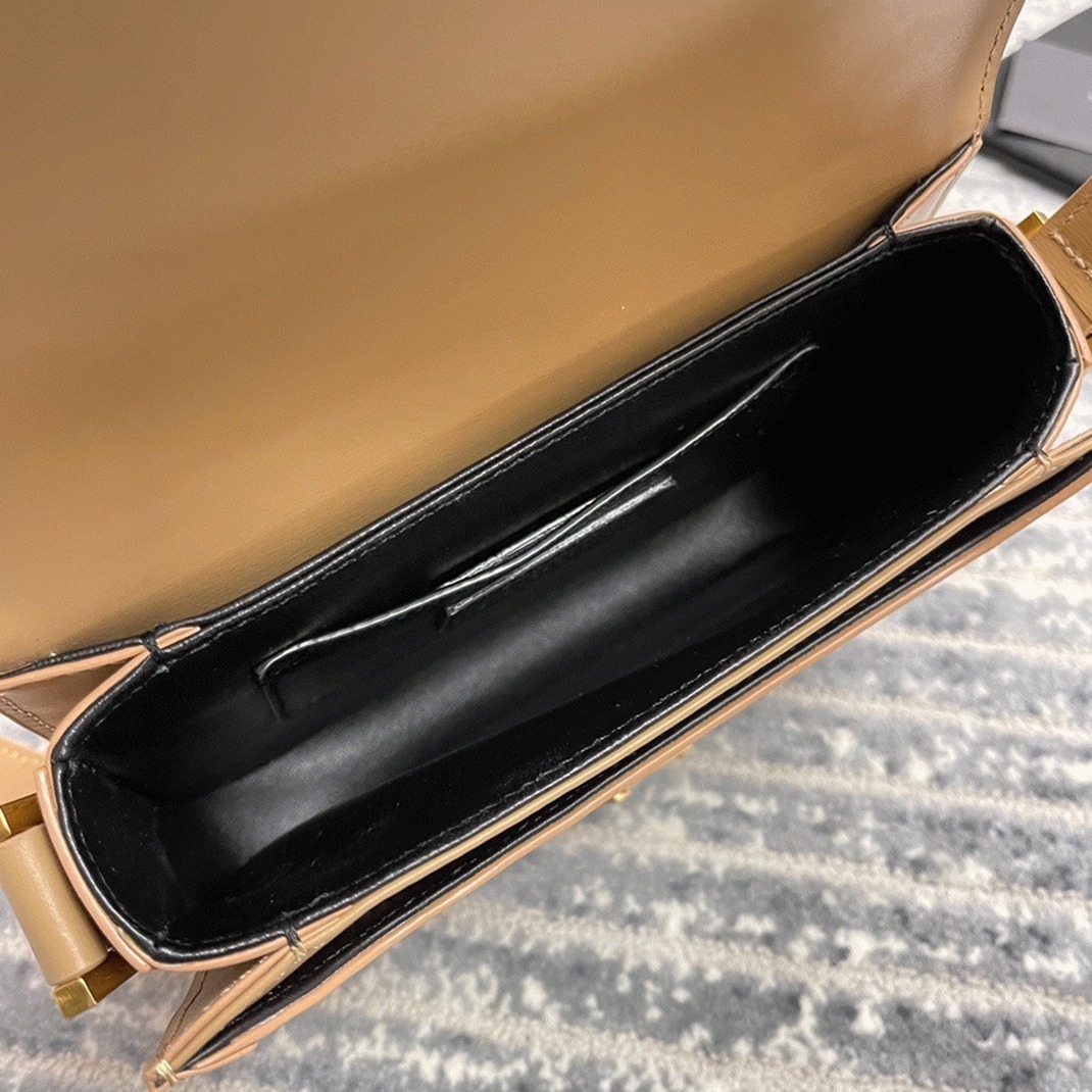Replica Saint Laurent Small Solferino Bag Dark Beige Calfskin