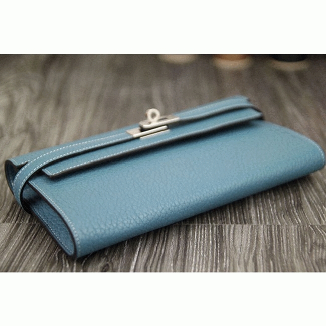 Jean blue knockoff Hermes Kelly Longue wallet