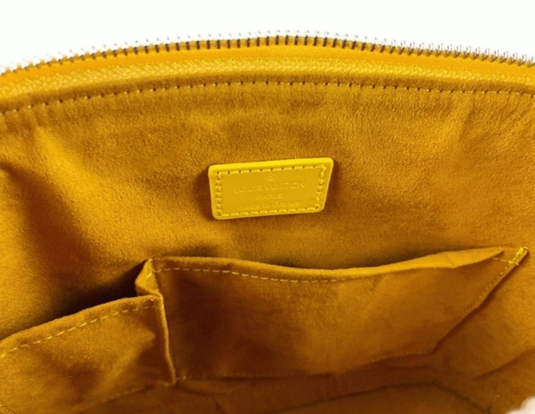 Louis Vuitton Epi Leather Alma PM Handbag In Cedrat Yellow With Jacquard Strap