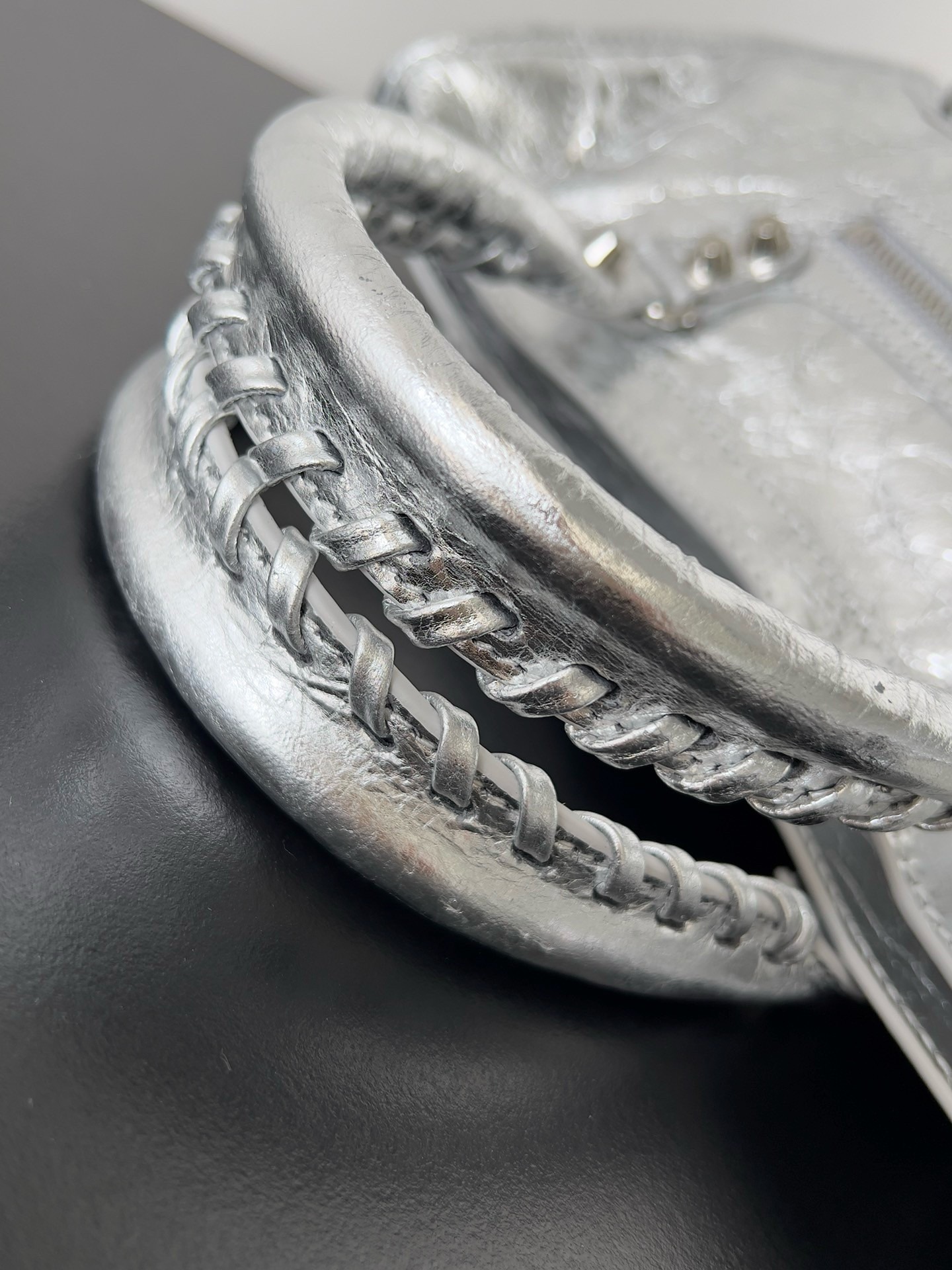 Knockoff Balenciaga Le City Small Bag Silver Metallic Lambskin