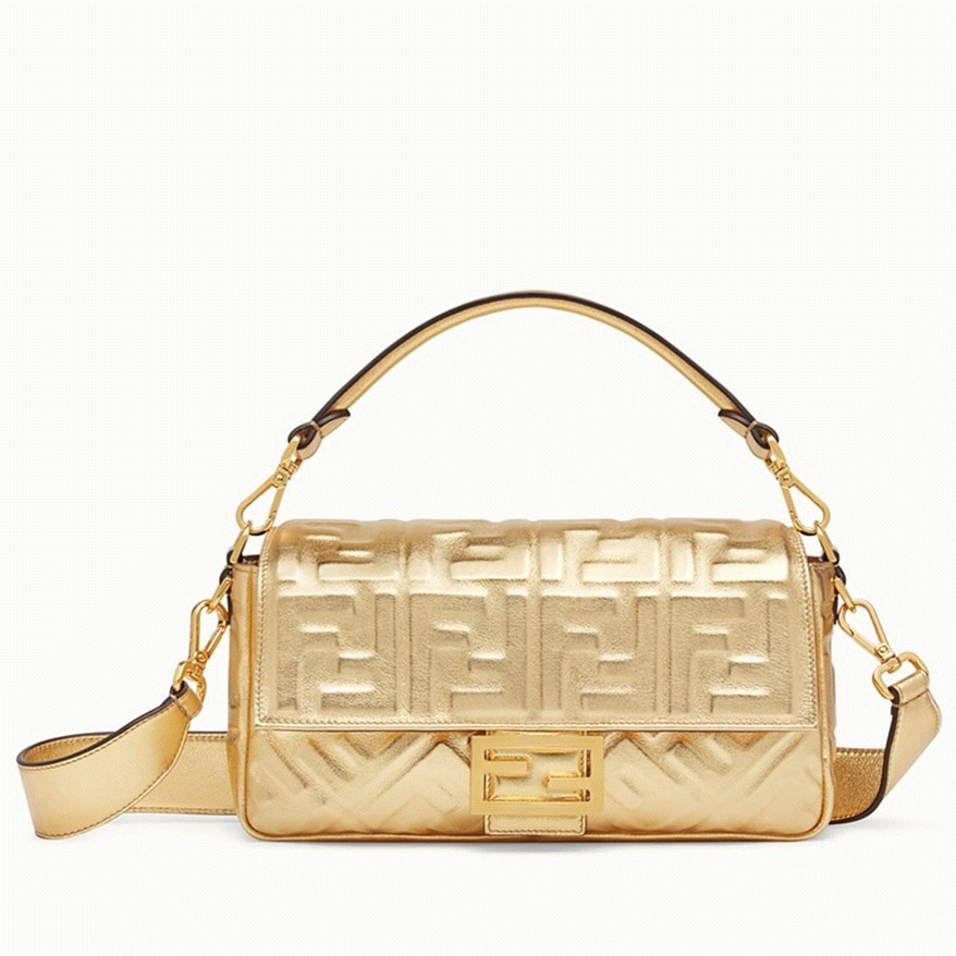 Top Quality Replica Fendi Medium Baguette Bag In Gold FF