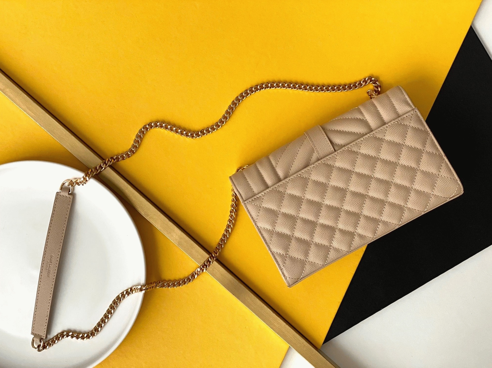 Fake Saint Laurent Envelope Small Bag Beige