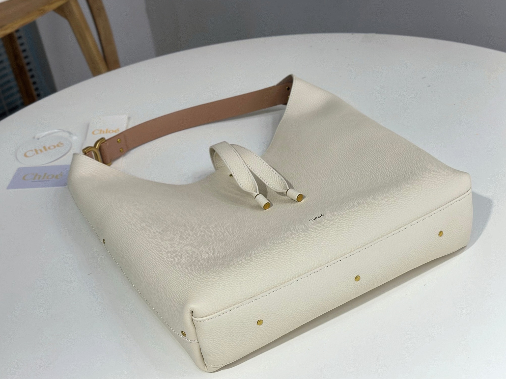 Top Quality Replica Chloe Marcie Hobo Bag in White Grained Leather