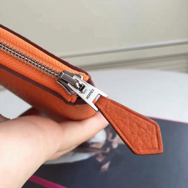 Orange 1:1 Replica Hermes Wallet Azap Zipped