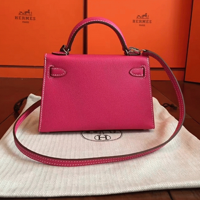 Rose Red Epsom Copy Faux Hermes Kelly 20cm Handbag