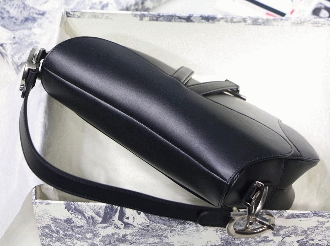 Dior Saddle Bag Replica in Black Soft Calfskin