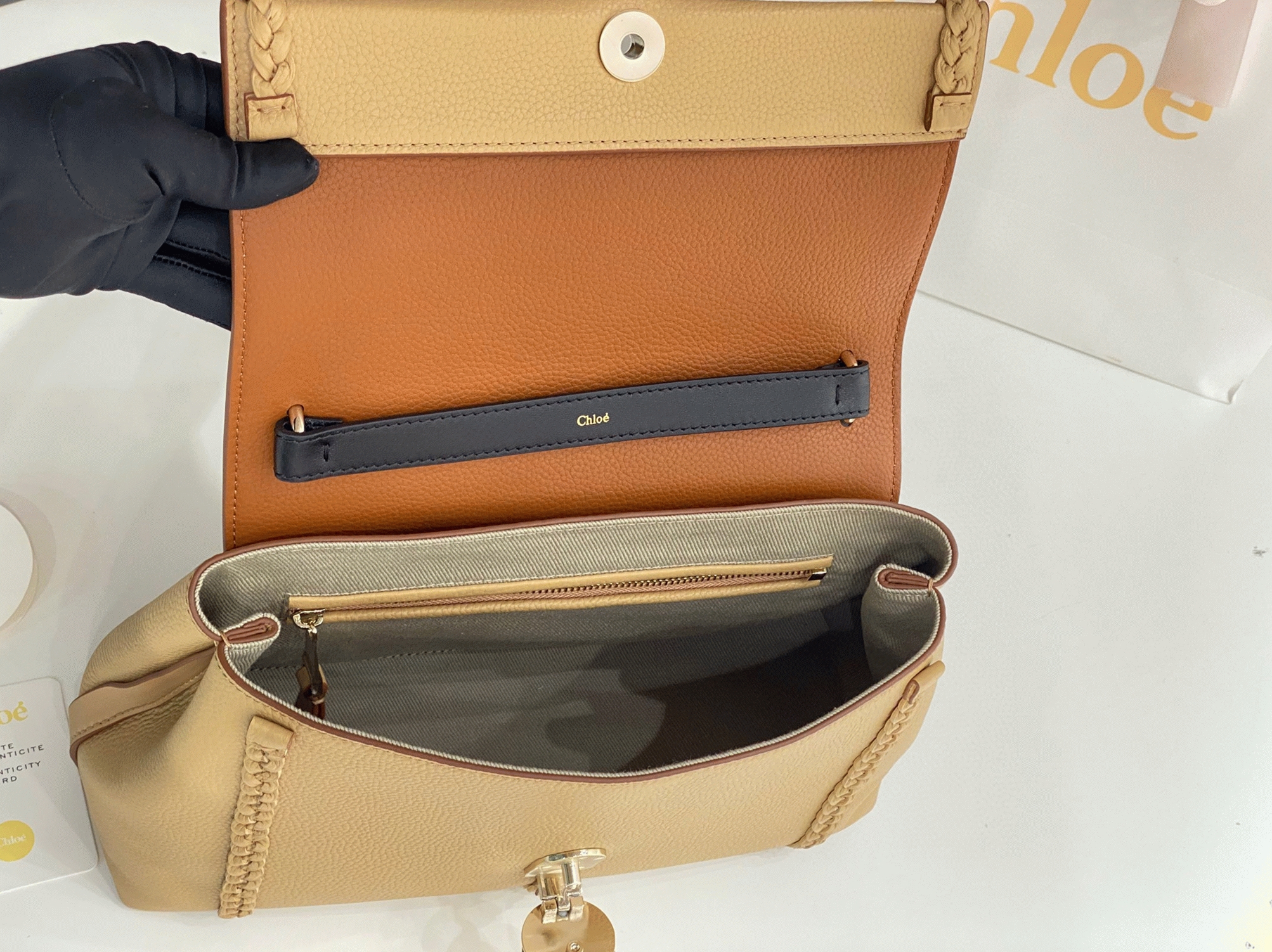Top Quality Replica Chloe Penelope Medium Shoulder Bag in Beige Grained Calfskin