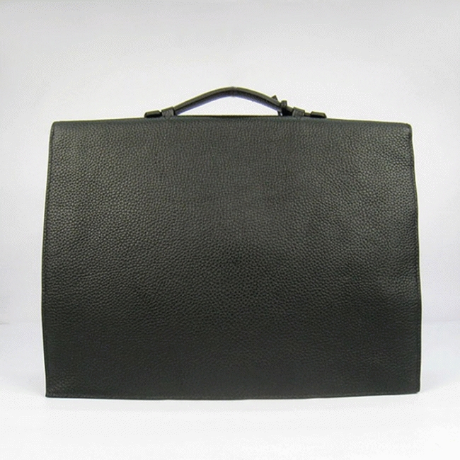 Black Calf Leather Replica Hermes Sac A Depeches 38cm Briefcase