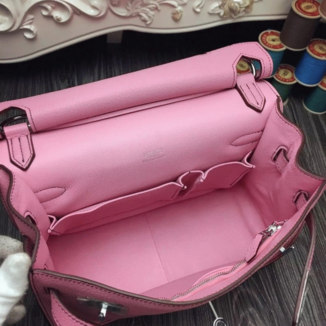 Pink fake luxury Hermes Jypsiere 31cm handbag