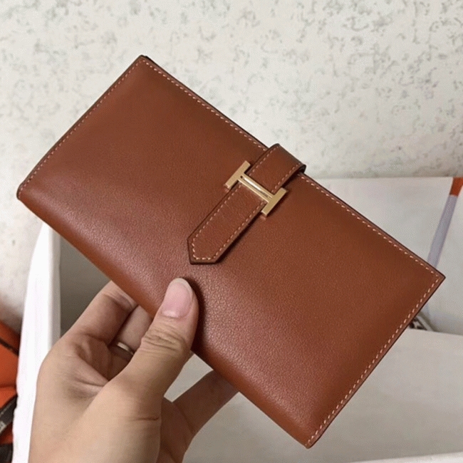 Gold Swift Fake Luxury Hermes Bearn Wallet