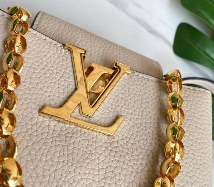 Louis Vuitton Capucines Mini Chain Bag In Beige