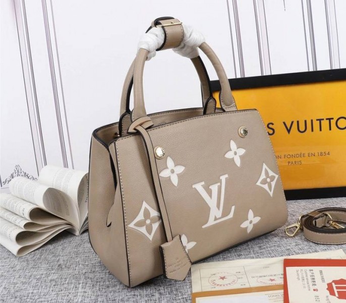 Louis Vuitton Monogram Empreinte Montaigne BB In Tourterelle Gray