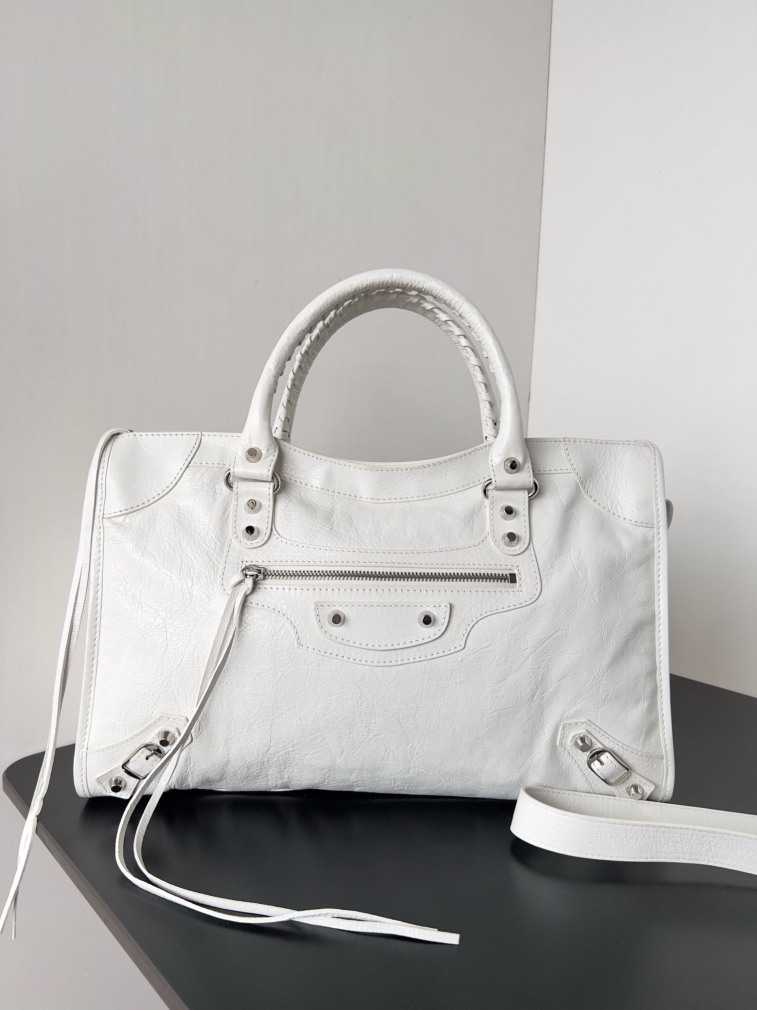 Knockoff Balenciaga Le City Medium Bag White Arena Lambskin