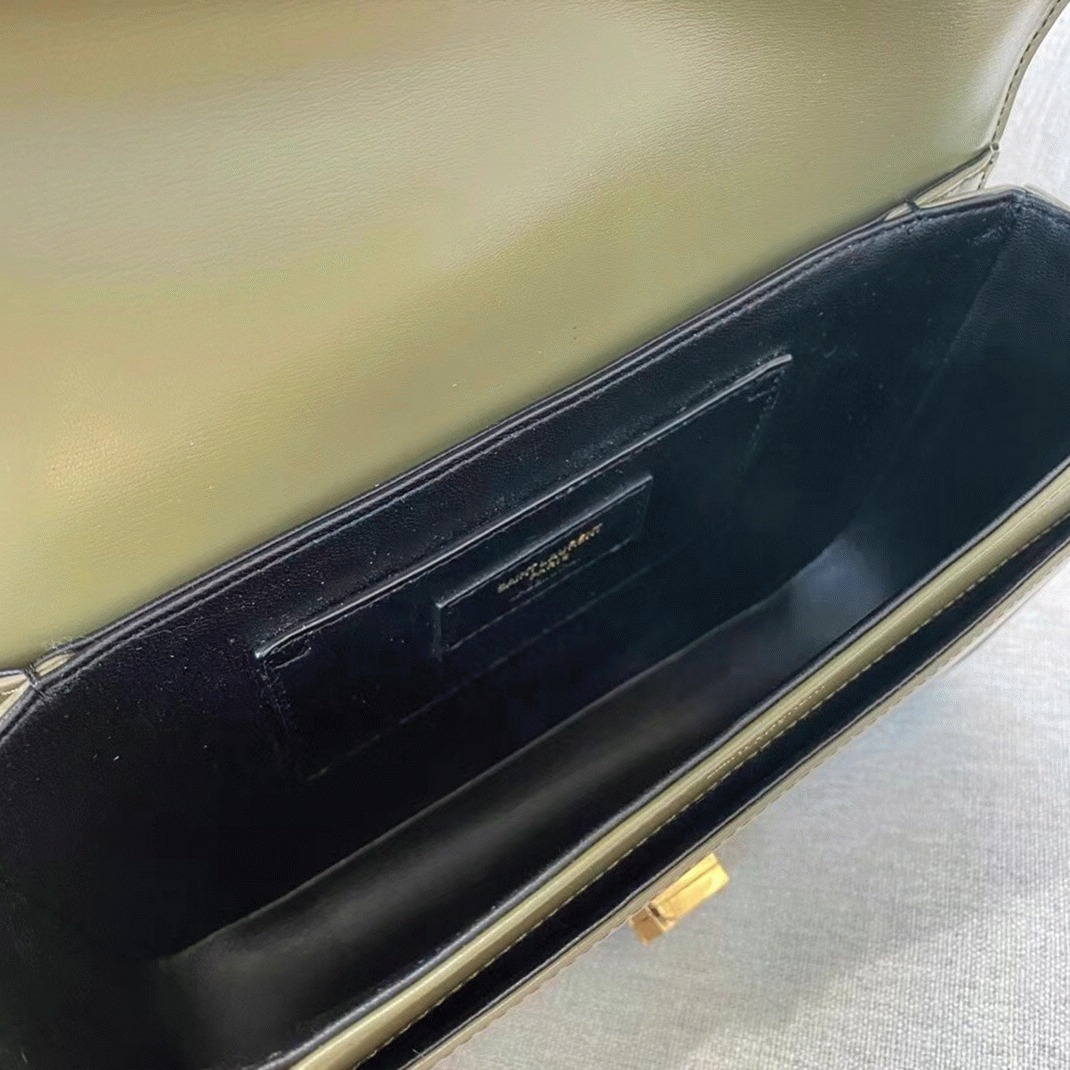 Fake Saint Laurent Small Solferino Bag Khaki Green Calfskin