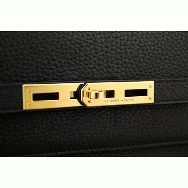 Black Calf Leather Replica Top Hermes Kelly Depeche 38cm Professional Briefcase