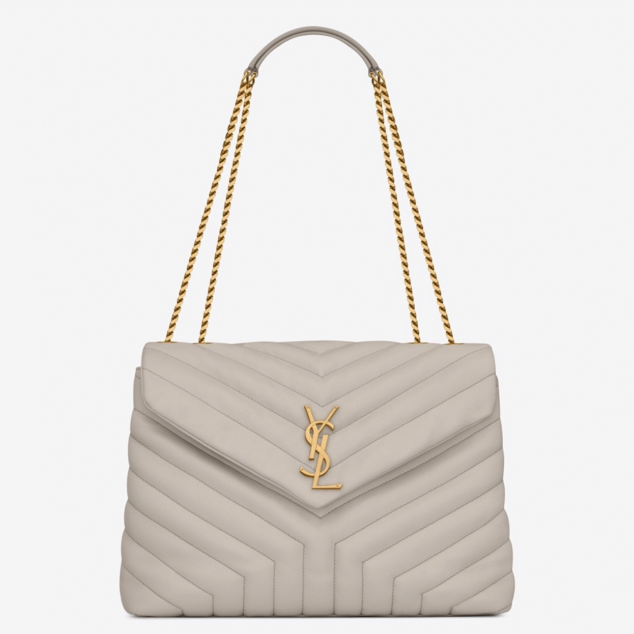 Fake Saint Laurent LouLou Medium Chain Bag White