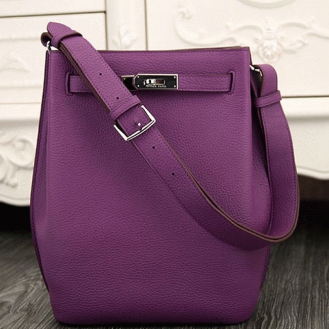 Purple Leather Knockoff Hermes So Kelly 22cm Stylish Purse