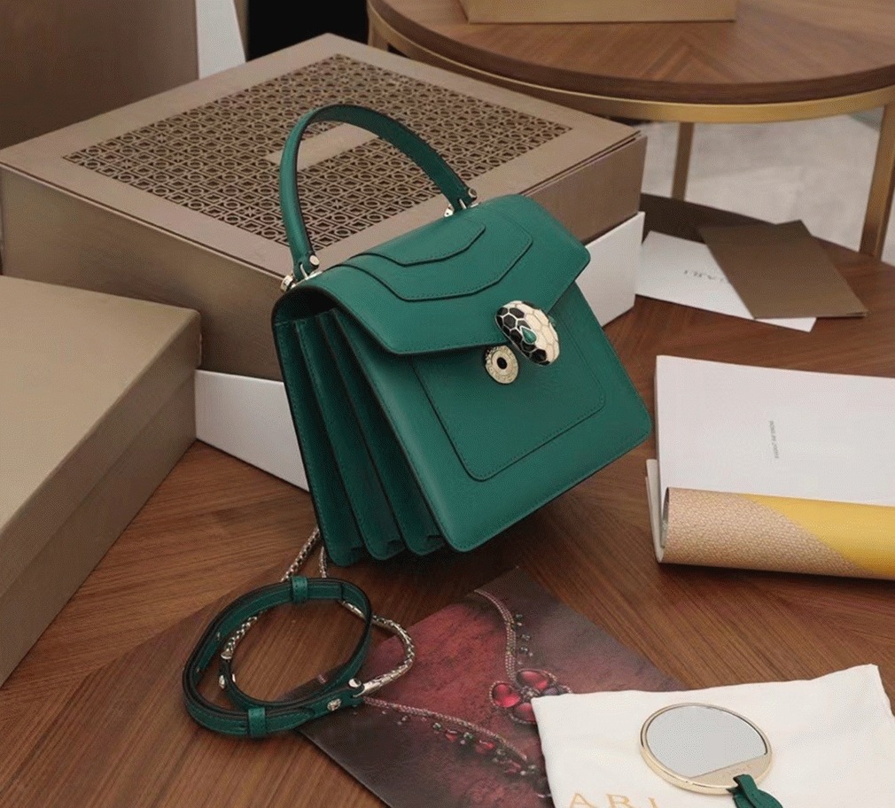 Fake Bvlgari Serpenti Forever Small Bag Green Calfskin
