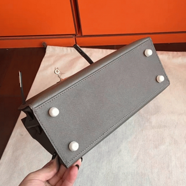 Etoupe Epsom Replica Hermes Kelly 25cm Sellier Refined Bag