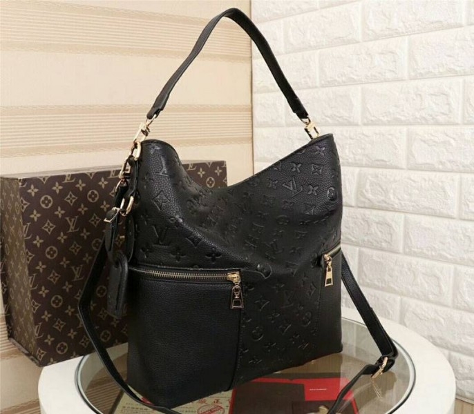 LV Monogram Empreinte Melie Hobo In Black