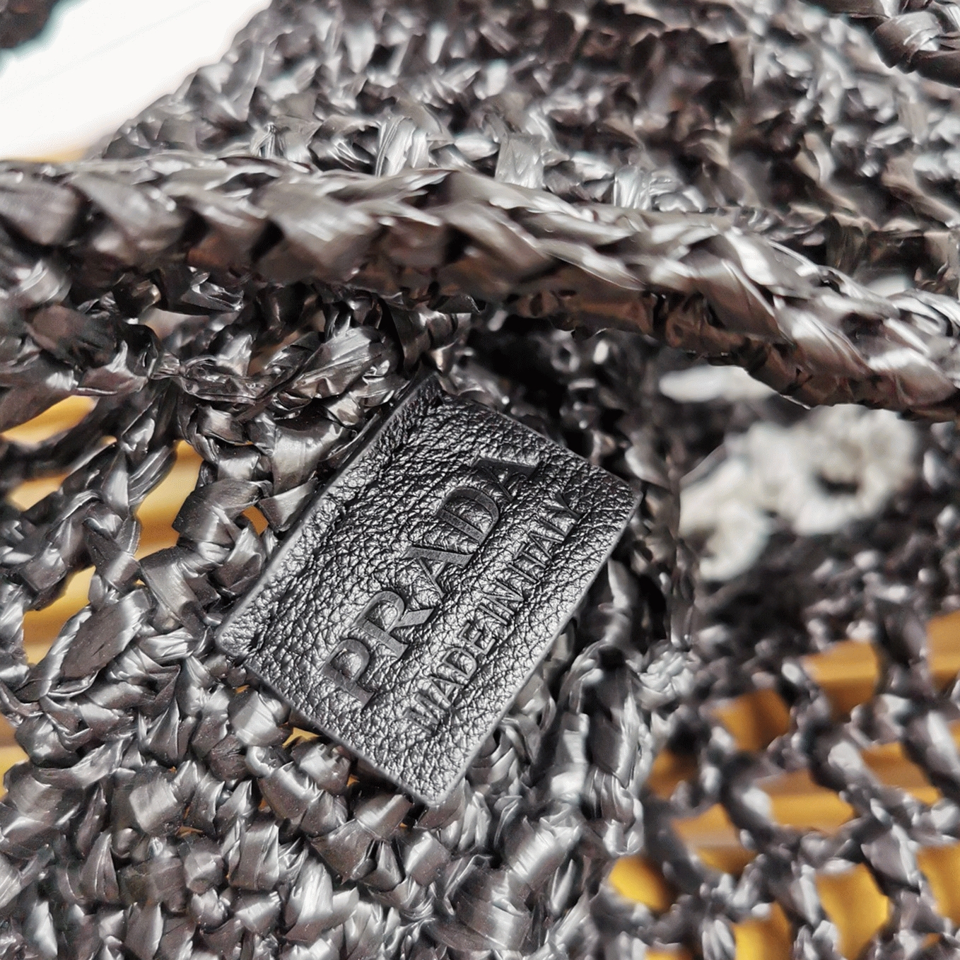 Prada Small Tote Bag Replica in Black Woven Raffia