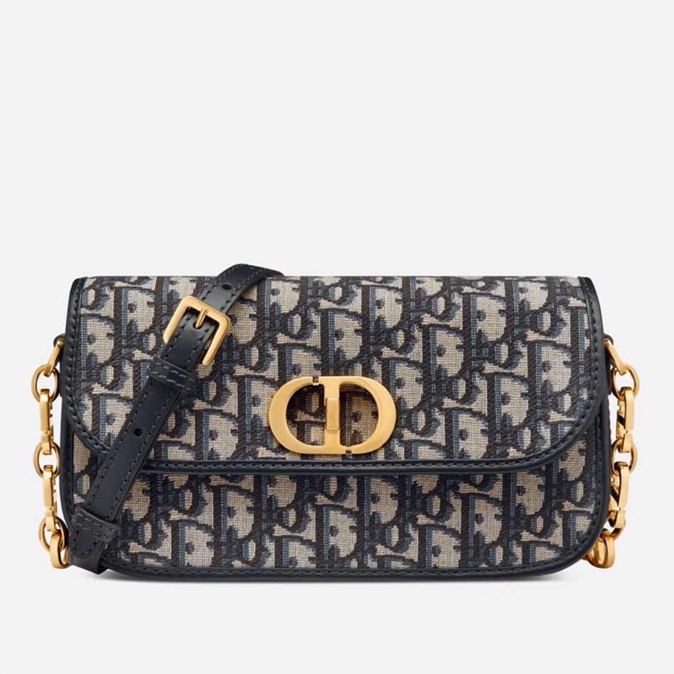 Dior 30 Montaigne Avenue Bag Fake in Blue Dior Oblique Jacquard