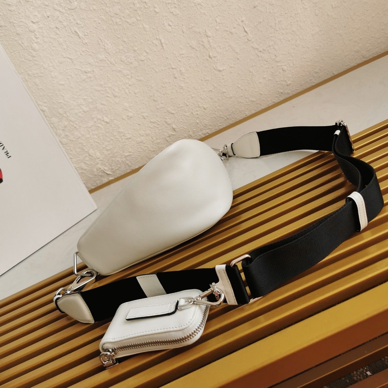Prada Triangle Shoulder Bag Fake in White