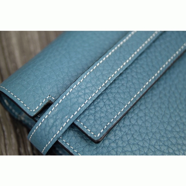 Jean blue knockoff Hermes Kelly Longue wallet