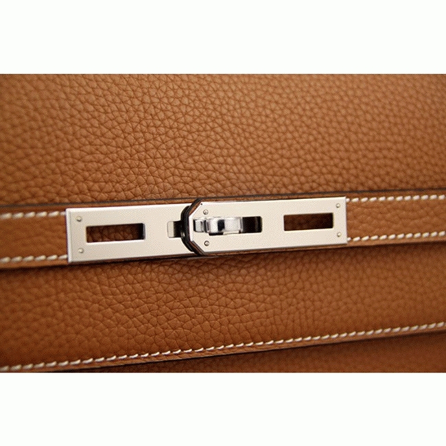 Brown Calf Leather Fake Hermes Kelly Depeche 38cm Briefcase