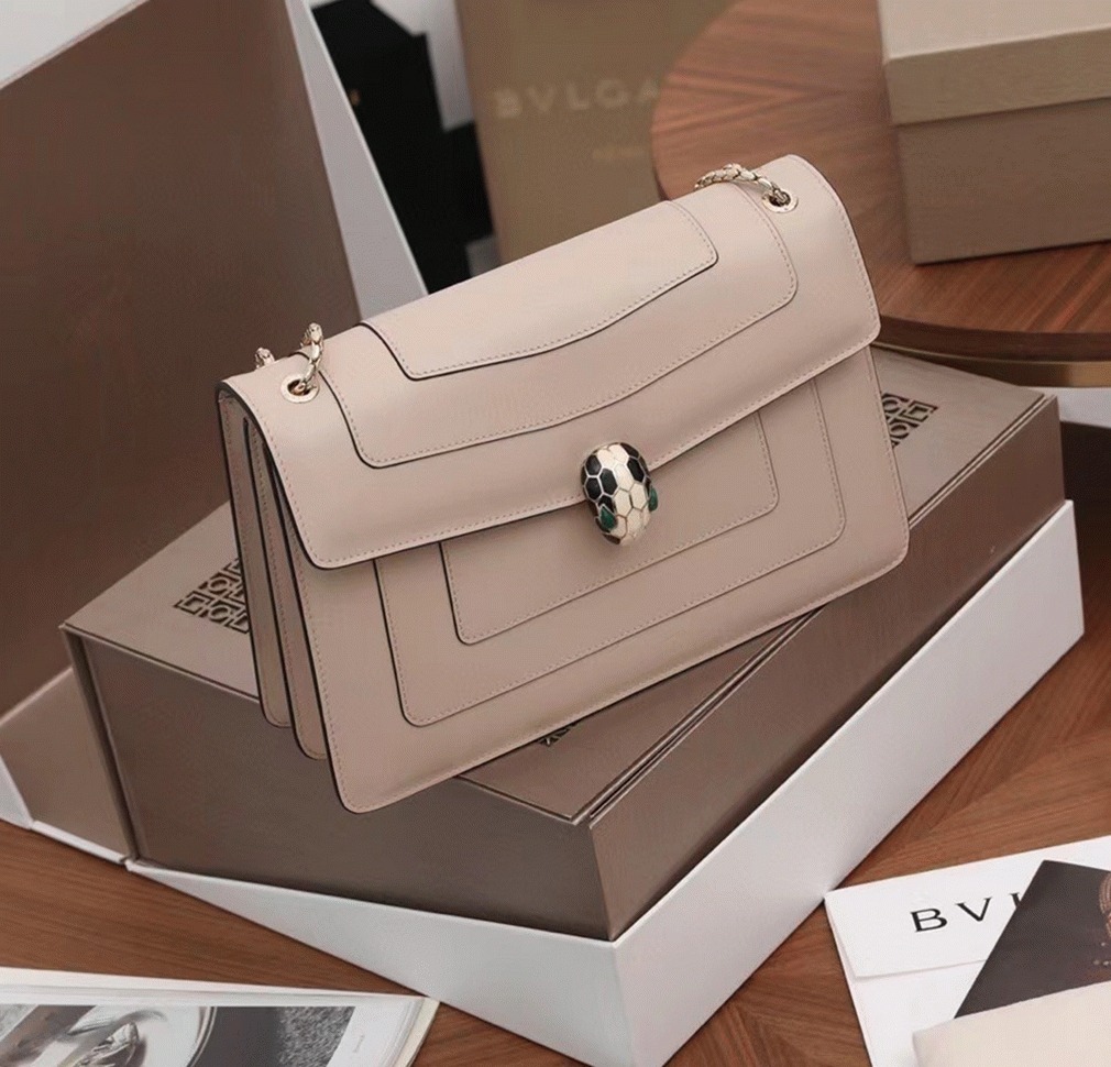 Replica Bvlgari Serpenti Forever Large Shoulder Bag Beige Calfskin